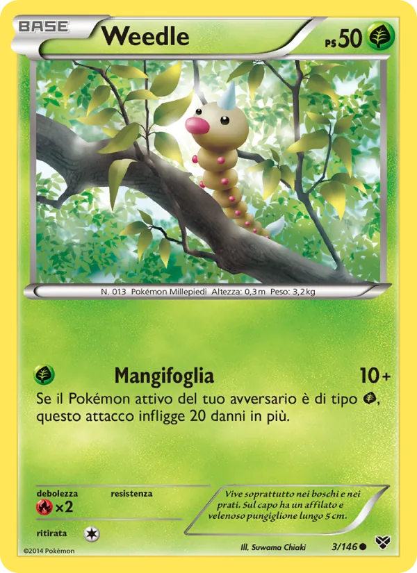Carta Weedle dell'espansione XY, numero 3/146