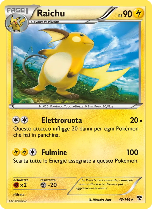 Carta Raichu dell'espansione XY, numero 43/146