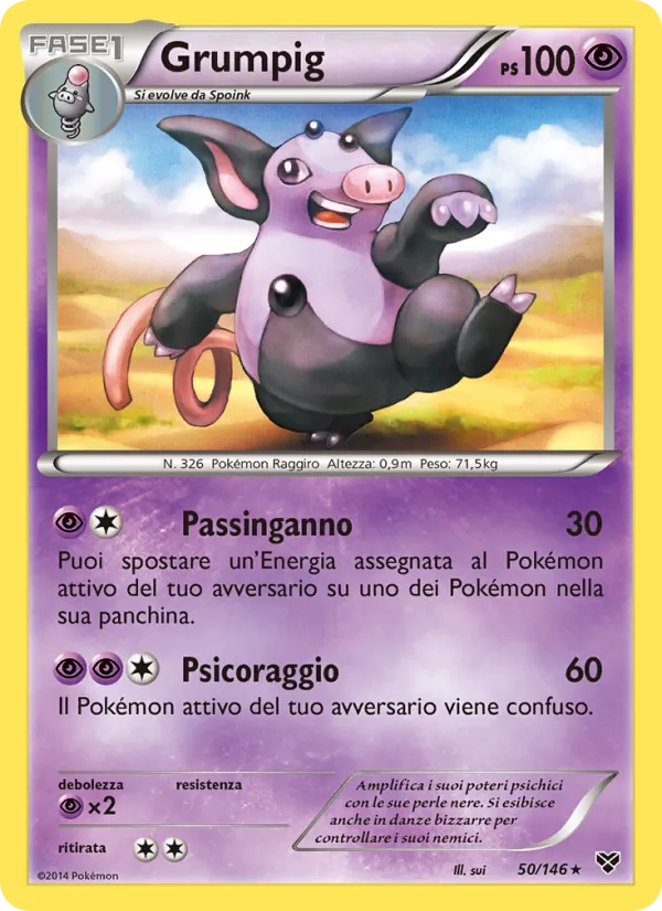 Carta Grumpig dell'espansione XY, numero 50/146