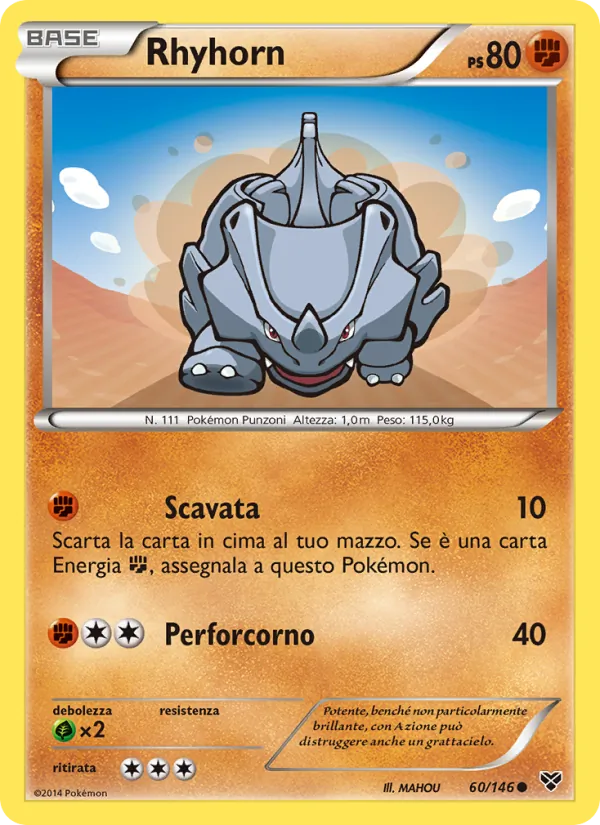 Carta Rhyhorn dell'espansione XY, numero 60/146
