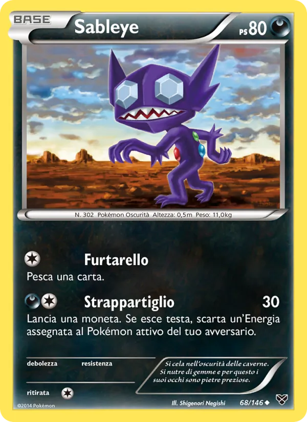 Carta Sableye dell'espansione XY, numero 68/146