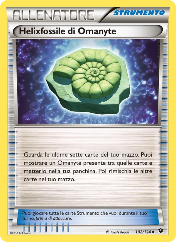 Carta Helixfossile di Omanyte dell'espansione Destini Incrociati, numero 102/124