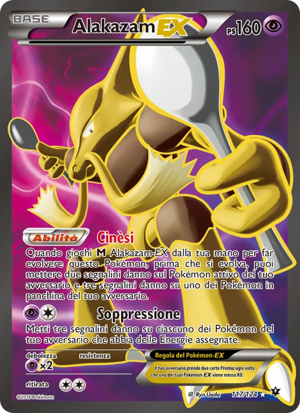 Carta Alakazam EX dell'espansione Destini Incrociati, numero 117/124