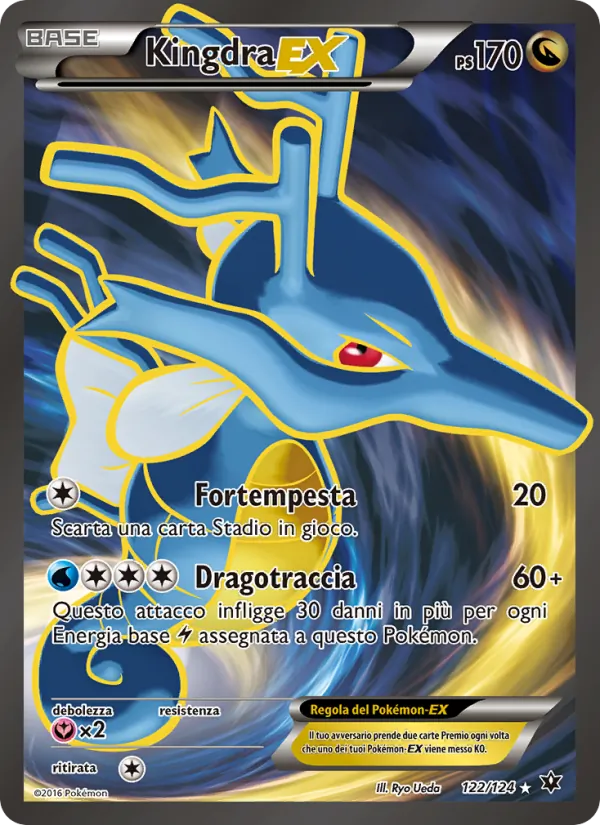 Carta Kingdra EX dell'espansione Destini Incrociati, numero 122/124