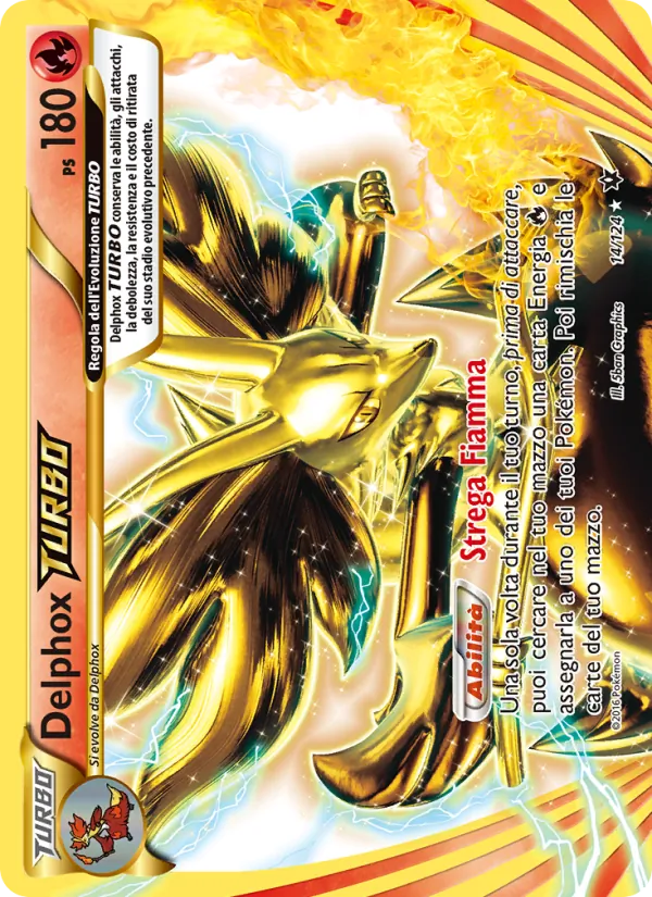 Carta Delphox TURBO dell'espansione Destini Incrociati, numero 14/124