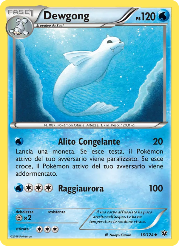 Carta Dewgong dell'espansione Destini Incrociati, numero 16/124