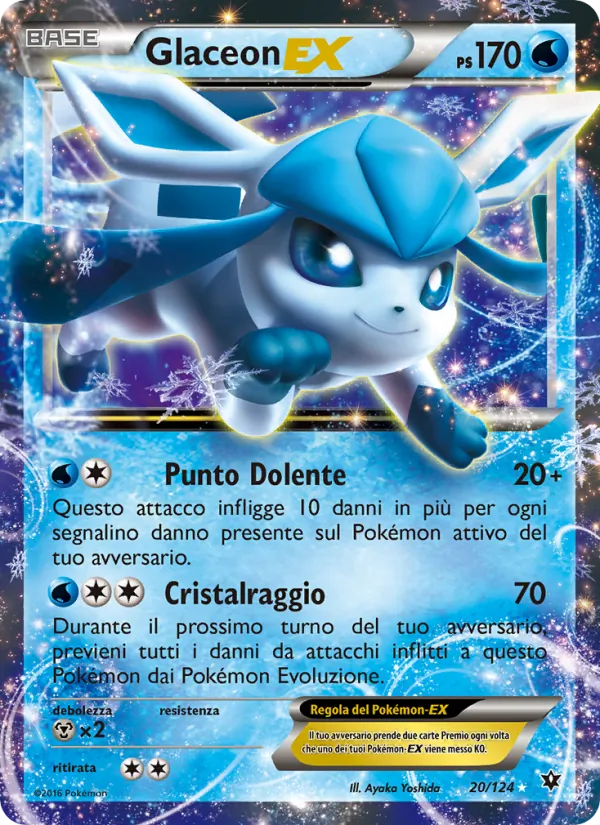 Carta Glaceon EX dell'espansione Destini Incrociati, numero 20/124