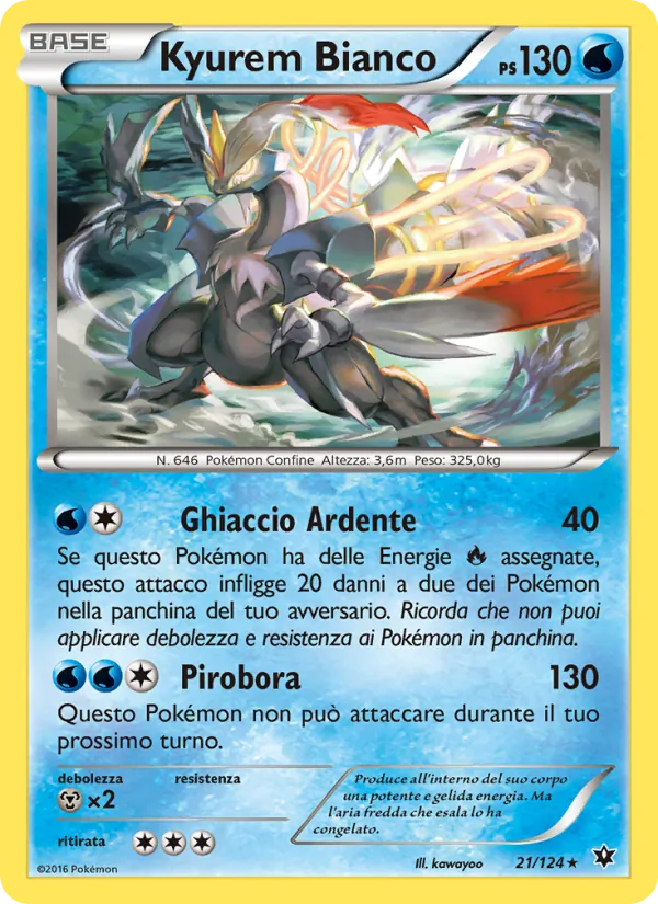 Carta Kyurem Bianco dell'espansione Destini Incrociati, numero 21/124
