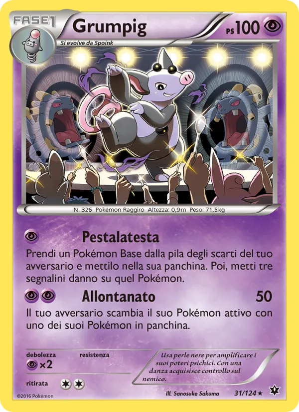Carta Grumpig dell'espansione Destini Incrociati, numero 31/124