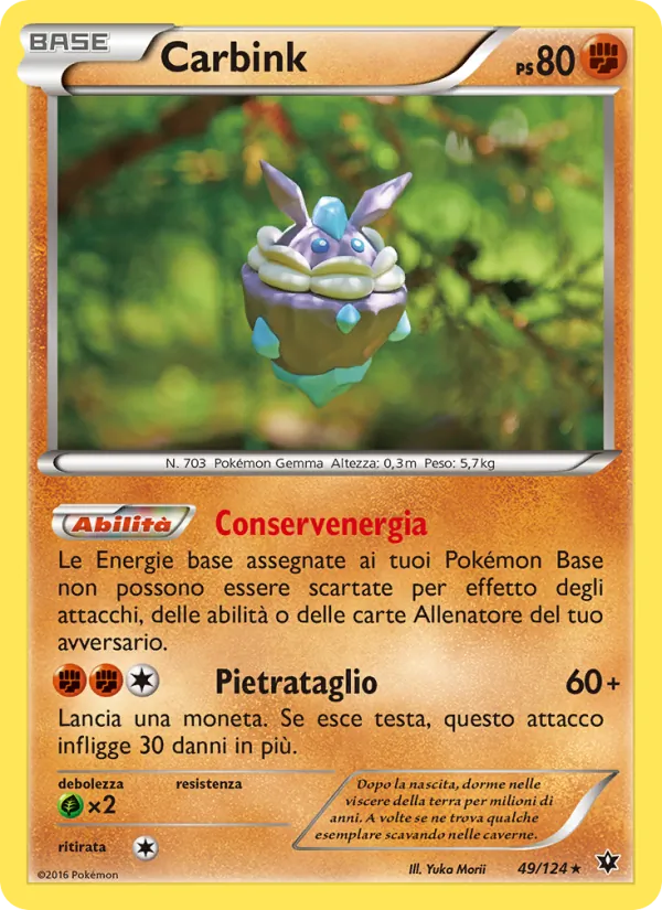 Carta Carbink dell'espansione Destini Incrociati, numero 49/124