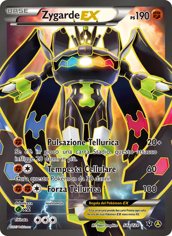 Carta Zygarde-GX dell'espansione Destini Incrociati, numero 54a/124