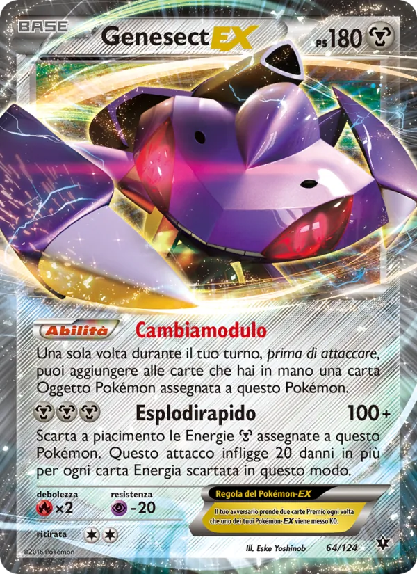Carta Genesect EX dell'espansione Destini Incrociati, numero 64/124