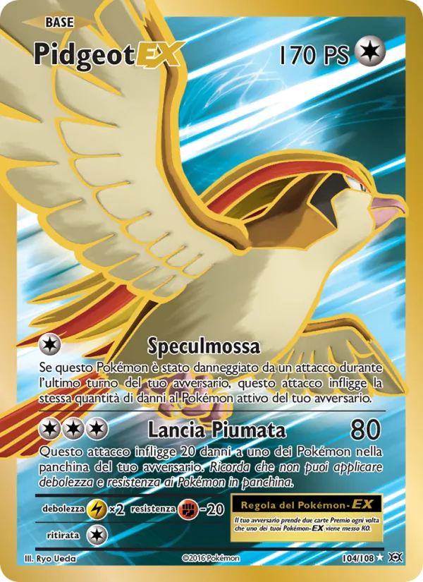 Carta Pidgeot EX dell'espansione Evoluzioni, numero 104/108
