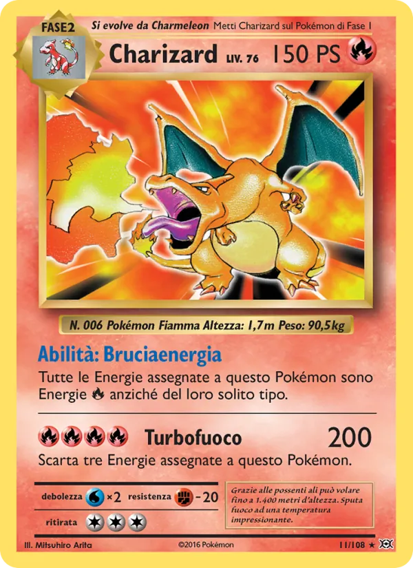 Carta Charizard dell'espansione Evoluzioni, numero 11/108