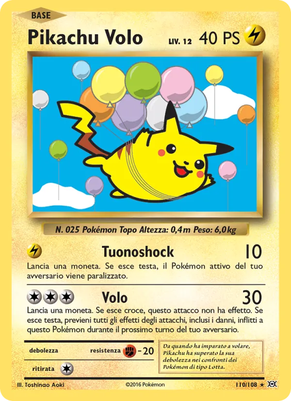 Carta Pikachu Volo dell'espansione Evoluzioni, numero 110/108