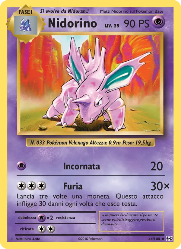 Carta Nidorino dell'espansione Evoluzioni, numero 44/108