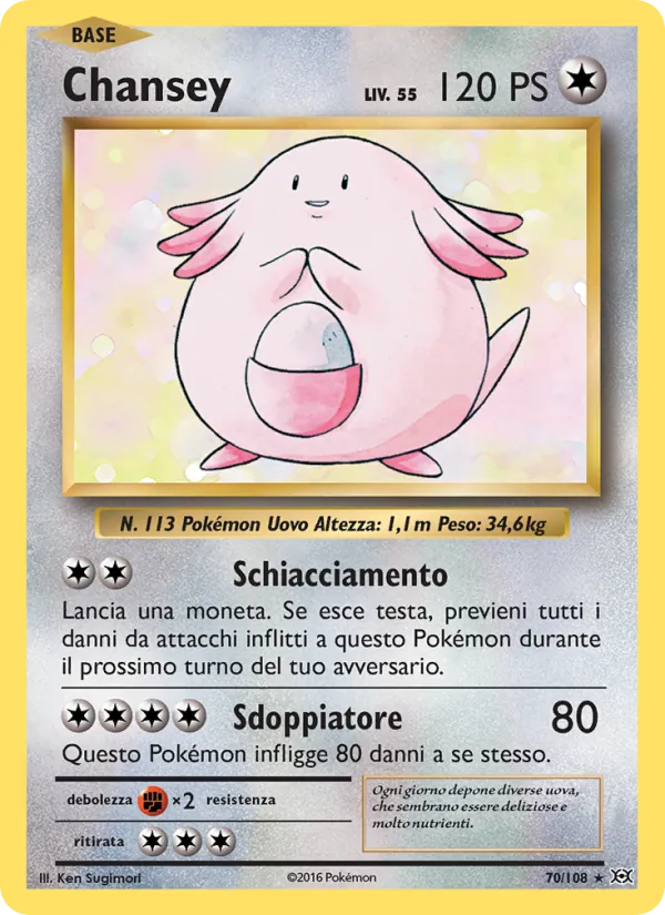 Carta Chansey dell'espansione Evoluzioni, numero 70/108
