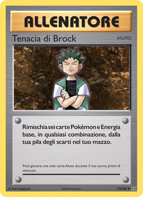 Carta Tenacia di Brock dell'espansione Evoluzioni, numero 74/108