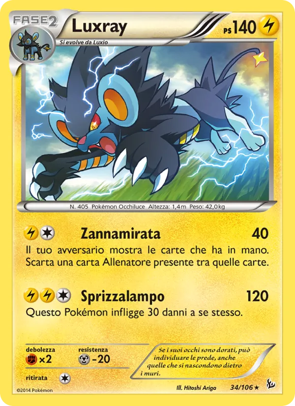 Carta Luxray dell'espansione Fuoco Infernale, numero 34/106