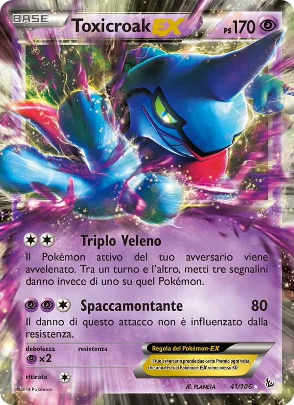 Carta Toxicroak EX dell'espansione Fuoco Infernale, numero 41/106