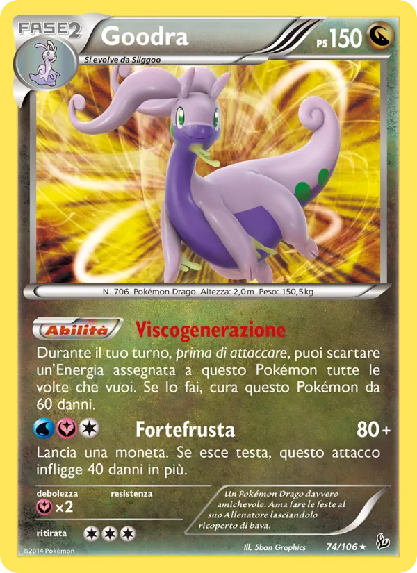 Carta Goodra dell'espansione Fuoco Infernale, numero 74/106