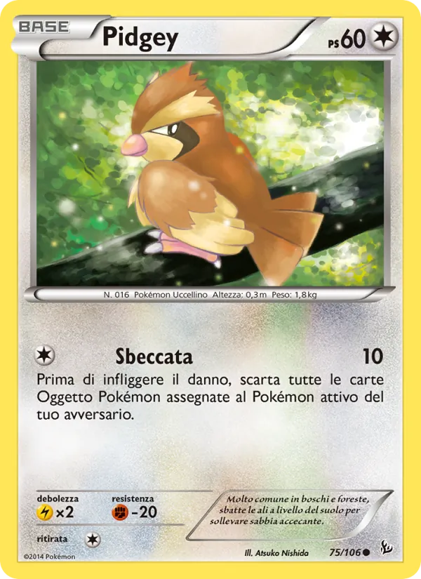 Carta Pidgey dell'espansione Fuoco Infernale, numero 75/106