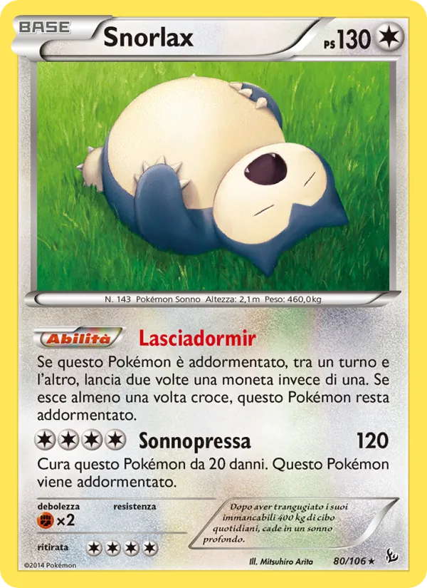 Carta Snorlax dell'espansione Fuoco Infernale, numero 80/106