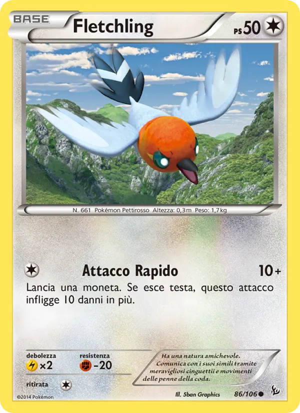 Carta Fletchling dell'espansione Fuoco Infernale, numero 86/106