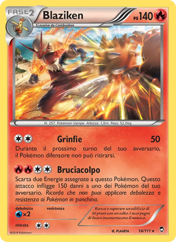 Carta Blaziken dell'espansione Colpi Furiosi, numero 14/111