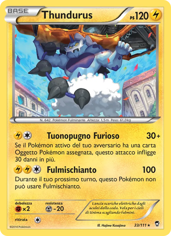 Carta Thundurus dell'espansione Colpi Furiosi, numero 33/111
