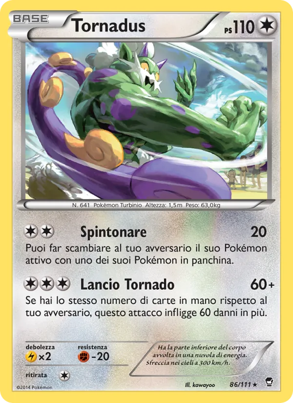 Carta Tornadus dell'espansione Colpi Furiosi, numero 86/111