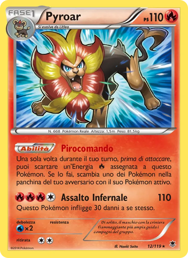 Carta Pyroar dell'espansione Forze Spettrali, numero 12/119