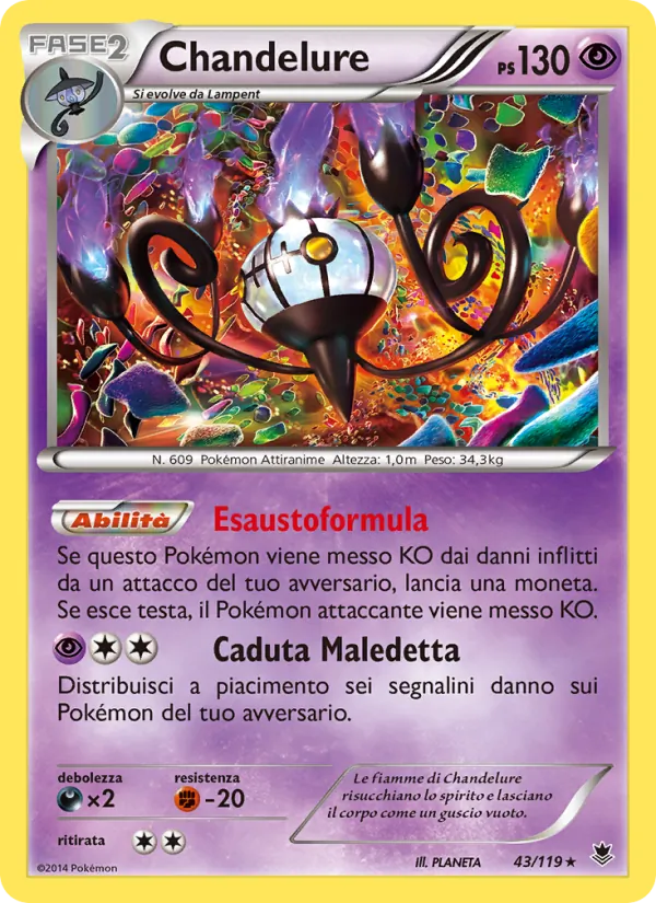 Carta Chandelure dell'espansione Forze Spettrali, numero 43/119