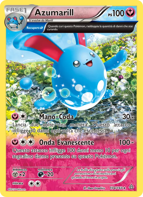 Carta Azumarill dell'espansione Scontro Primordiale, numero 104/160