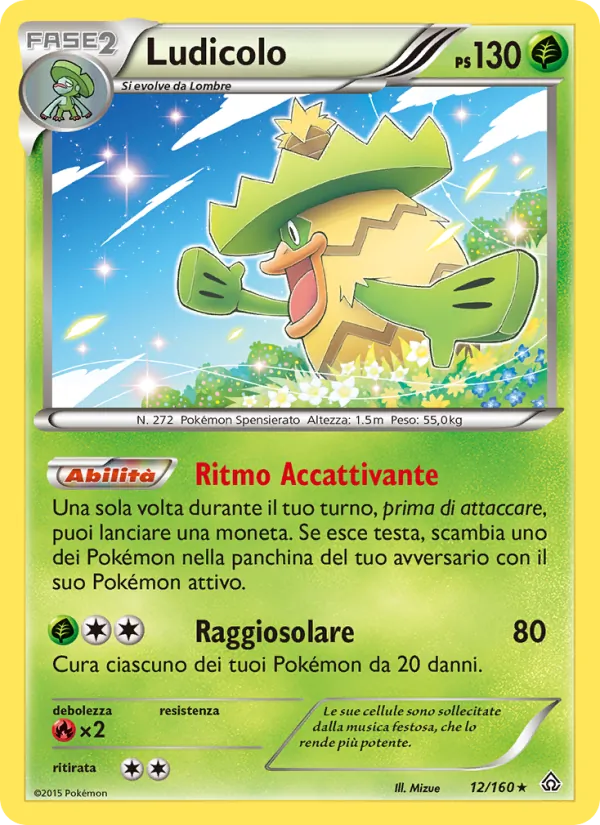 Carta Ludicolo dell'espansione Scontro Primordiale, numero 12/160