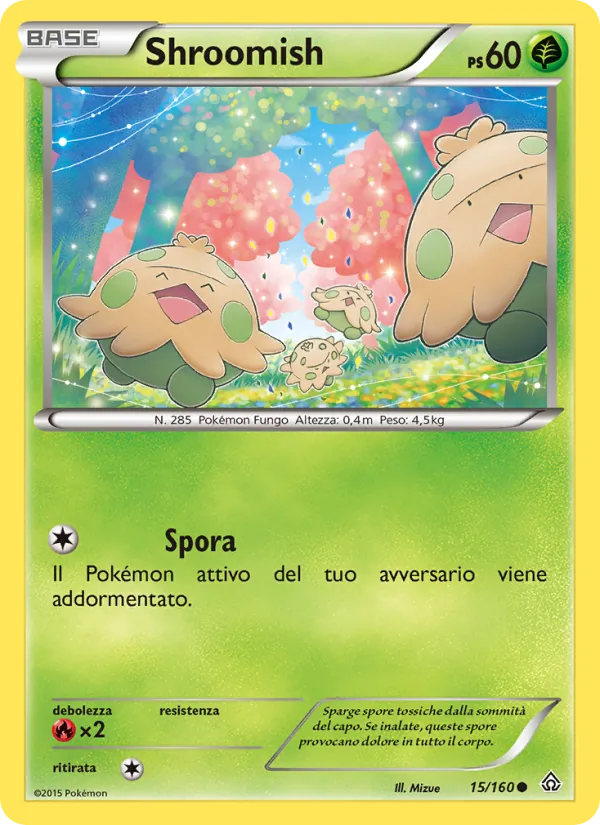 Carta Shroomish dell'espansione Scontro Primordiale, numero 15/160