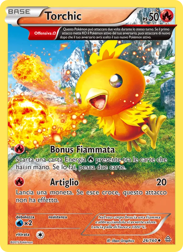 Carta Torchic dell'espansione Scontro Primordiale, numero 26/160
