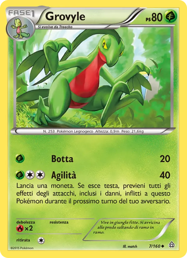 Carta Grovyle dell'espansione Scontro Primordiale, numero 7/160