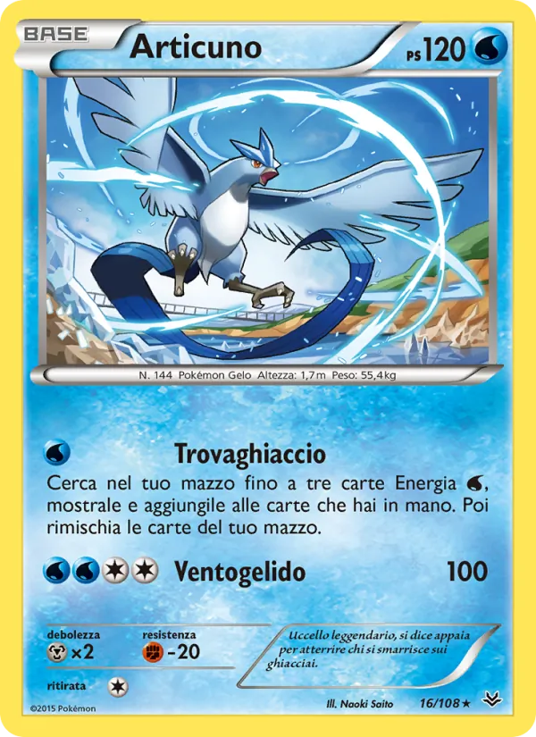Carta Articuno dell'espansione Furie Volanti, numero 16/108