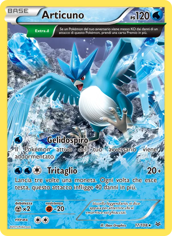 Carta Articuno dell'espansione Furie Volanti, numero 17/108