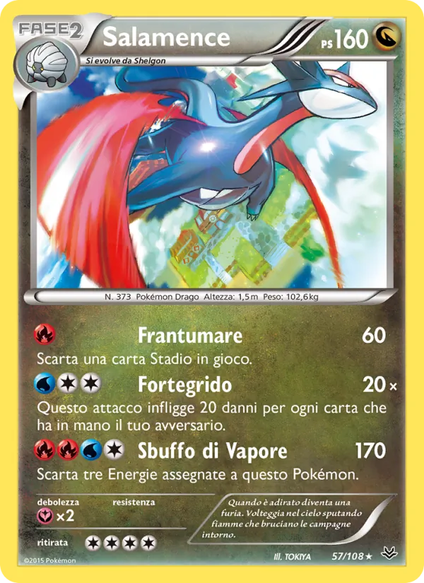 Carta Salamence dell'espansione Furie Volanti, numero 57/108