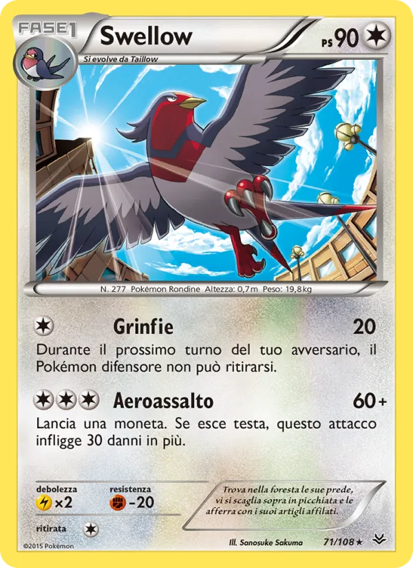 Carta Swellow dell'espansione Furie Volanti, numero 71/108