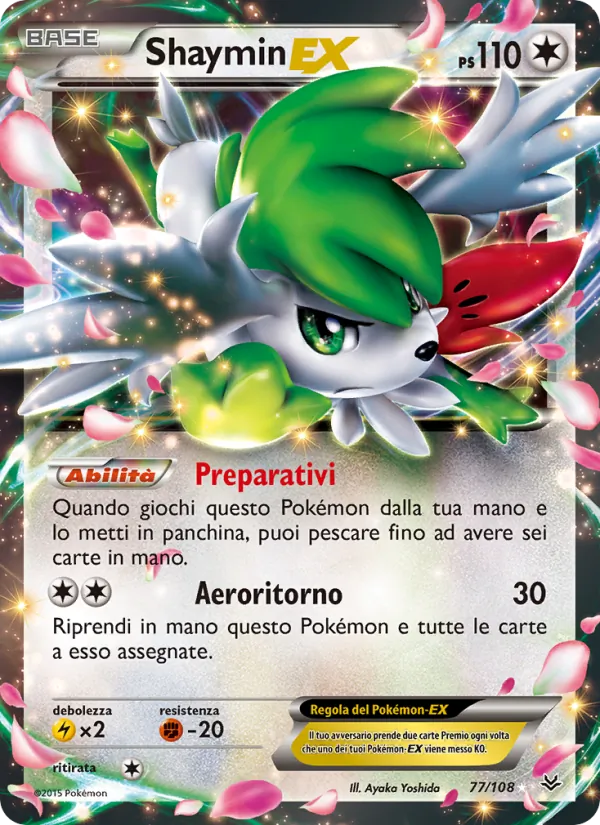 Carta Shaymin EX dell'espansione Furie Volanti, numero 77/108