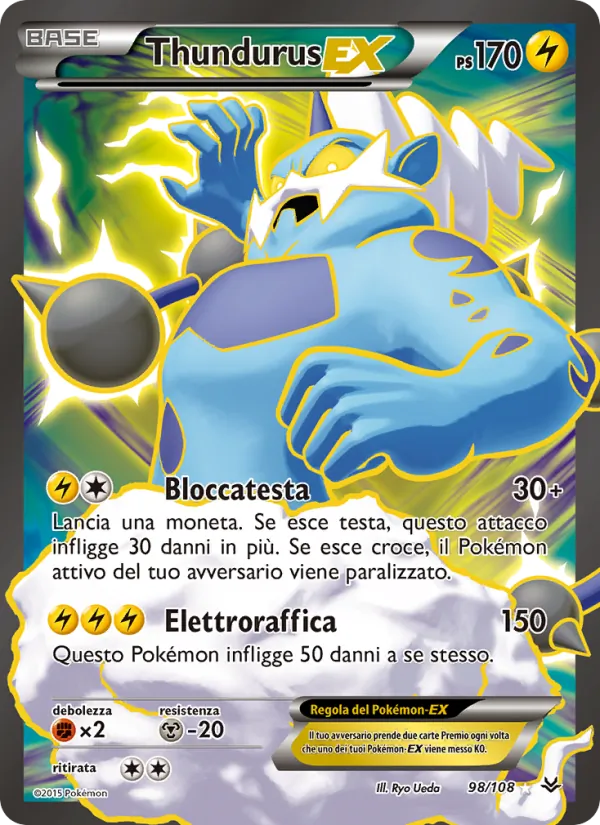 Carta Thundurus EX dell'espansione Furie Volanti, numero 98/108