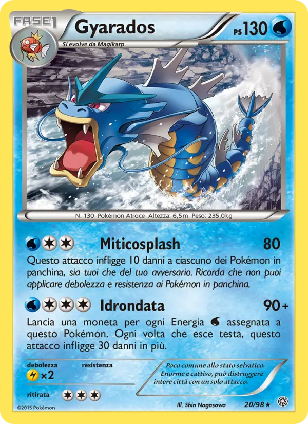 Carta Gyarados dell'espansione Antiche Origini, numero 20/98