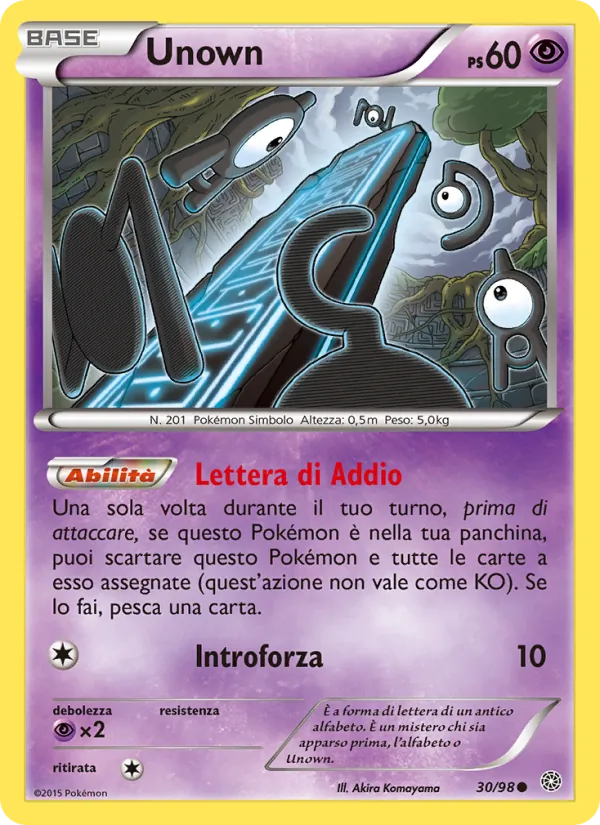 Carta Unown dell'espansione Antiche Origini, numero 30/98