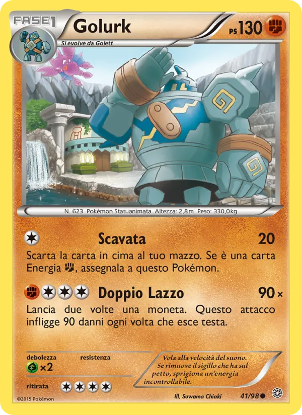 Carta Golurk dell'espansione Antiche Origini, numero 41/98