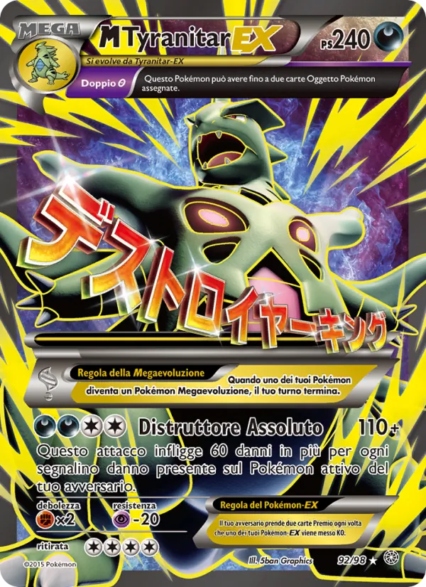 Carta M Tyranitar EX dell'espansione Antiche Origini, numero 92/98