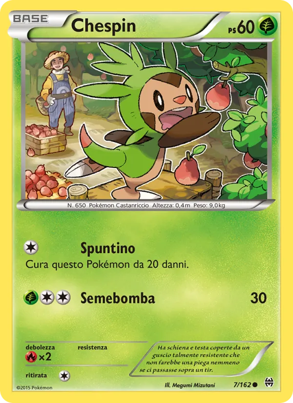 Carta Chespin dell'espansione Turbo Blitz, numero 7/162