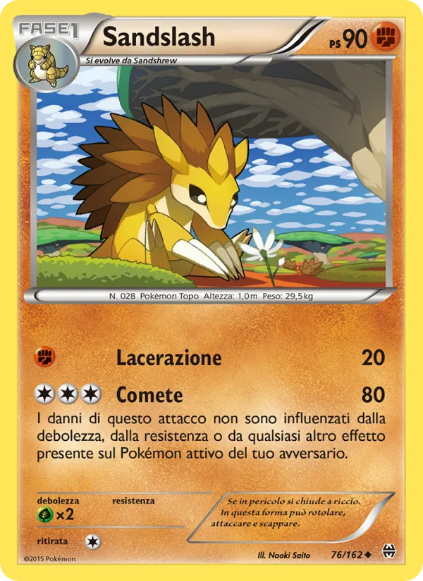 Carta Sandslash dell'espansione Turbo Blitz, numero 76/162